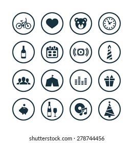 birthday icons universal set for web and mobile