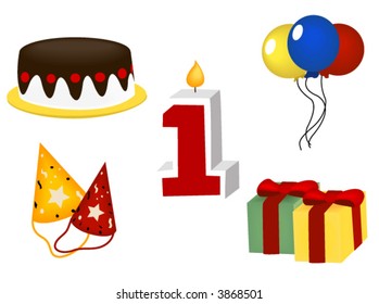 Iconos de cumpleaños - Vector