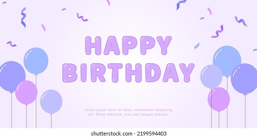 Birthday illustration background with confetti and balloon.