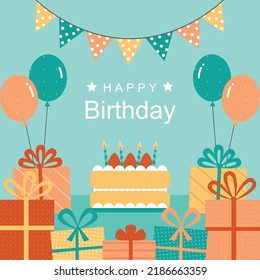 BIRTHDAY ILLUSTRATION CARD SIMPLE GRAPHIC EPS10