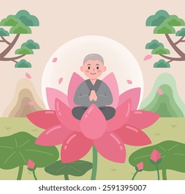 Buddha’s Birthday Illustration – Peaceful and Traditional