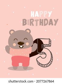 birthday invitation card, 5 age celebration