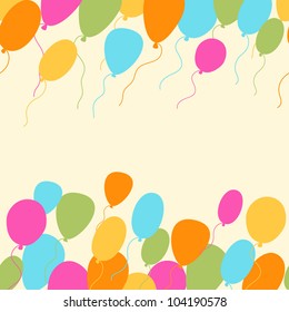 Birthday invitation card with cute balloons