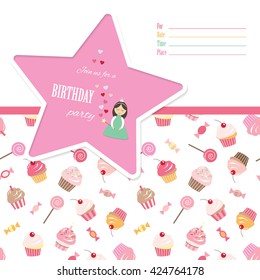 Birthday invitation card template.