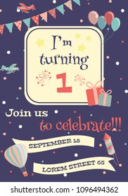 Birthday invitation card. Vector illustration