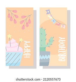 Birthday invitation cards with icons