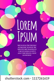 Birthday invitation, childrens flyer, baby shower, poster with gradient circles. Vector illustration