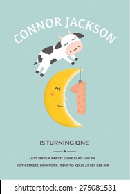Birthday Invitation with Cow Jumping over the Moon