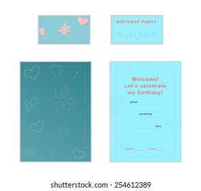 Birthday invitation and date card template
