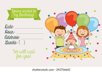 birthday invitation design, vector illustration eps10 graphic 