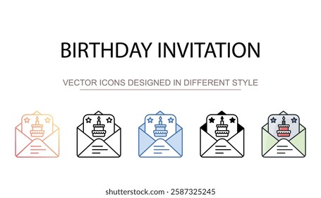 Birthday Invitation icon design with white background stock illustration