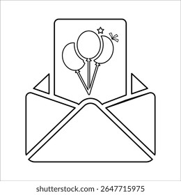 Icono de invitación de cumpleaños, Vector de línea