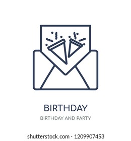 Birthday invitation icon. Birthday invitation linear symbol design from Birthday and Party collection. Simple outline element vector illustration on white background.