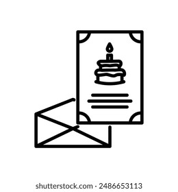 icono de invitación de cumpleaños Vector en estilo de línea
