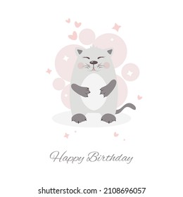 Birthday invitation with a mouse. Vector illustration.
