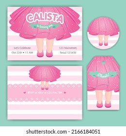 birthday invitation set with pink skirt free vector