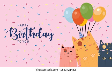 Plantilla de invitación de cumpleaños, tarjeta de cumpleaños en estilo plano