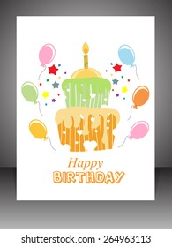 Happy Birthday Invitation Card Design Decorated Stock Vector (Royalty ...
