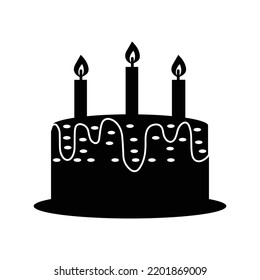 Birthday item candle cake icon Black Vector illustration 