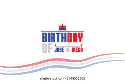 Birthday of Jose de Diego text with america flag design