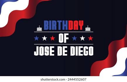 Birthday of Jose de Diego text with america flag design