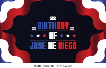 Birthday of Jose de Diego text with america flag design