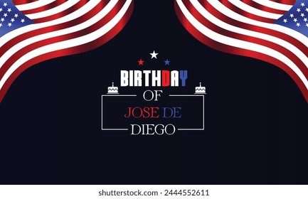 Birthday of Jose de Diego text with america flag design