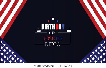 Birthday of Jose de Diego text with america flag design