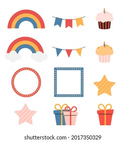 Birthday kids icon collection. Vector illustration EPS10