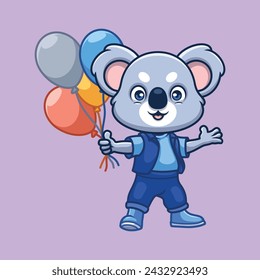Birthday Koala Cute Cartoon Character Illustration
