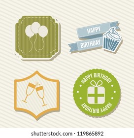 birthday labels over beige background. vector illustration