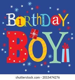 Birthday lettering for birthday boy greetingcard