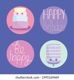 birthday lettering and cake icons