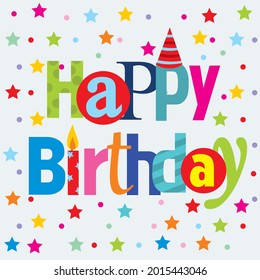 Birthday lettering and decoration for birthday card