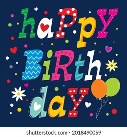 Birthday lettering for birthday greeting card