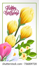 Birthday lettering with spring flowers
