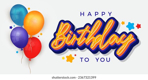 Diseño de fondo vectorial con letras de cumpleaños. 3d estilo feliz cumpleaños para ti texto con elementos de decoración de globo y confeti para la celebración de cumpleaños diseño de tarjeta de saludo