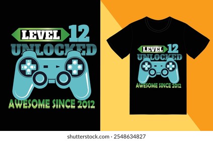 birthday level game t-shirt graphic design