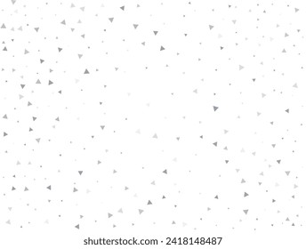 Birthday Light silver Triangular glitter confetti background. White festive texture