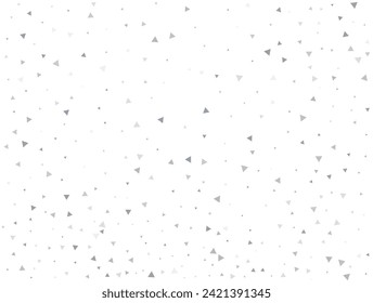 Birthday Light silver Triangular glitter confetti background. White festive texture