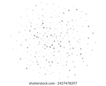Birthday Light silver Triangular glitter confetti background. White festive texture