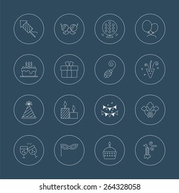 Birthday line icon set