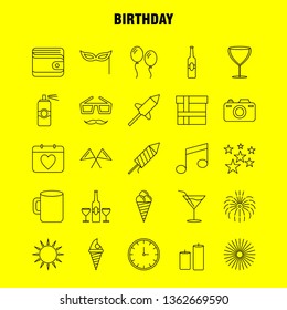 Birthday Line Icon for Web, Print and Mobile UX/UI Kit. Such as: Calendar, Day, Date, Love, Glass, Drink, Wine, Wheat, Pictogram Pack. - Vector