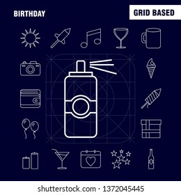 Birthday Line Icon for Web, Print and Mobile UX/UI Kit. Such as: Calendar, Day, Date, Love, Glass, Drink, Wine, Wheat, Pictogram Pack. - Vector
