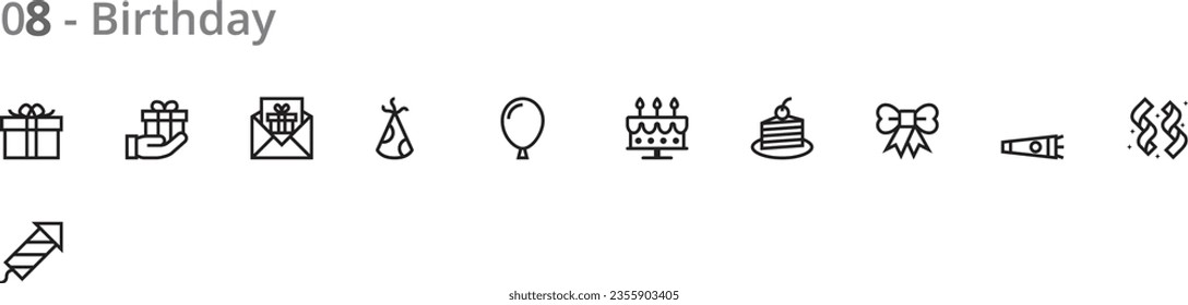 Birthday Line Icons Sheet: Celebrate, Decorate, and Send Best Wishes with Line Icons Sheet