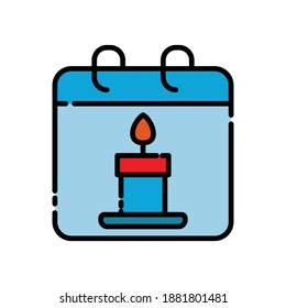 Birthday lineal color icon. calendar icon with candle. simple design editable. Design template vector