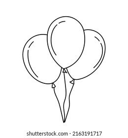 birthday linear balloon. Doodle balloons isolated. Simple Balloons Line Art. vector illustration