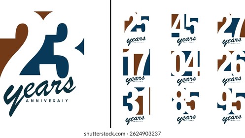 birthday logo set. blue color vector design can be used for celebration moments