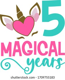 Birthday, magical five years with unicorn