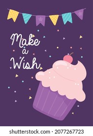 birthday, make a wish card
